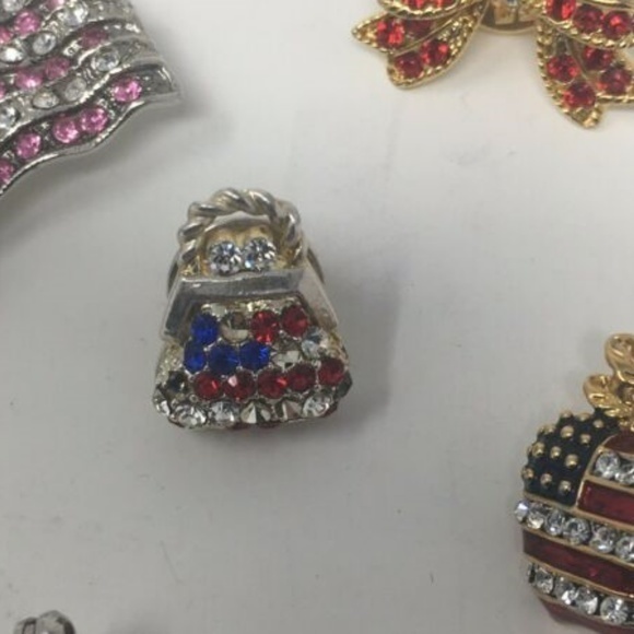 5 American Flag Red White Blue Rhinestone Patriot - Picture 3 of 8